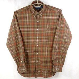 Ralph Lauren Classic Fit Pony Shirt Mens 16.5 L Brown Plaid L/S Button Down